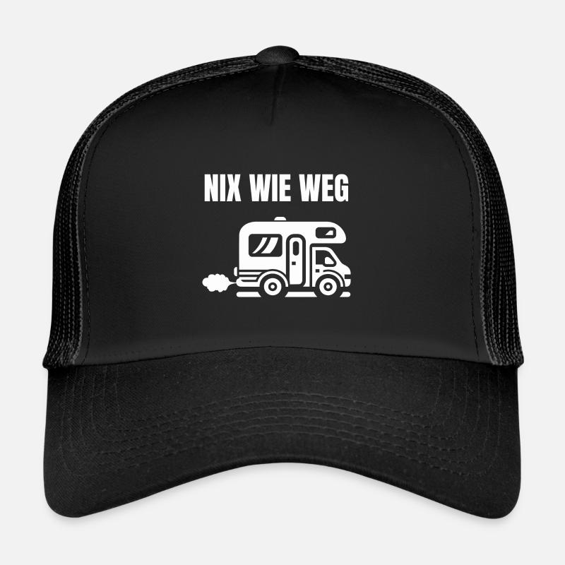 Camping Caravan Campingplatz Urlaub Camper Lustig - Trucker Cap - Schwarz/Schwarz
