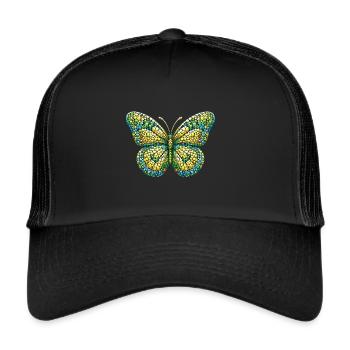 Mosaic Butterfly: Unique Insect Art - Trucker Cap - black/black - Front