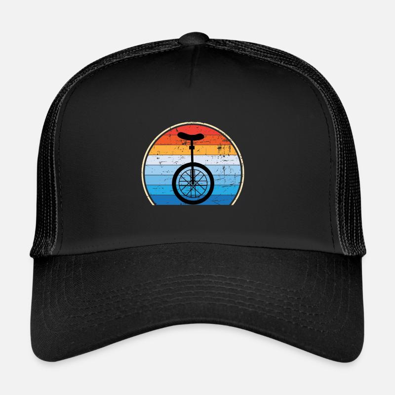 Einrad Retro Einradfahren Zirkus - Trucker Cap - Schwarz/Schwarz