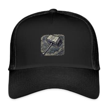 Mjolnir surrounded by lightning - Trucker Cap - black/black - Front