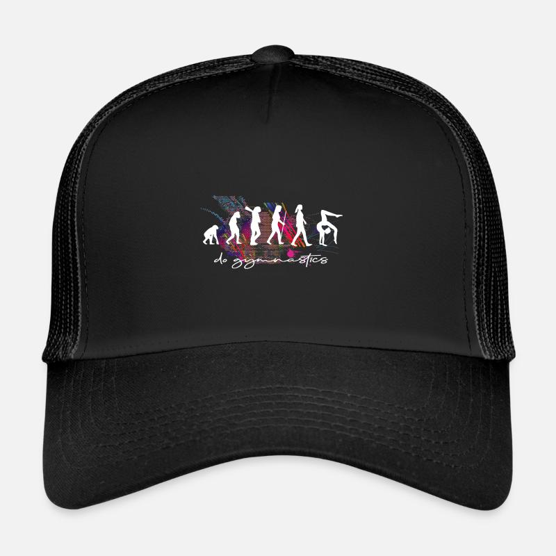 Die Evolution des Turnen - do gymnastics - Trucker Cap - Schwarz/Schwarz