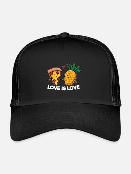 Love Is Love Pizza Ananas - Casquette trucker  - noir/noir - Devant