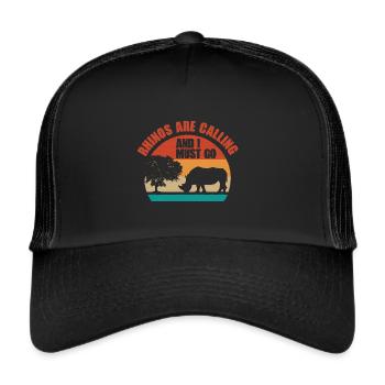 Drôle de jeu de mots de rhinocéros pour un potelé - Casquette trucker  - noir/noir - Devant