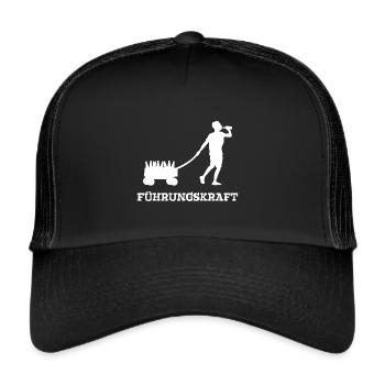 Führungskraft Bollerwagen Bier Löten Vatertag - Trucker Cap - Schwarz/Schwarz - Vorne