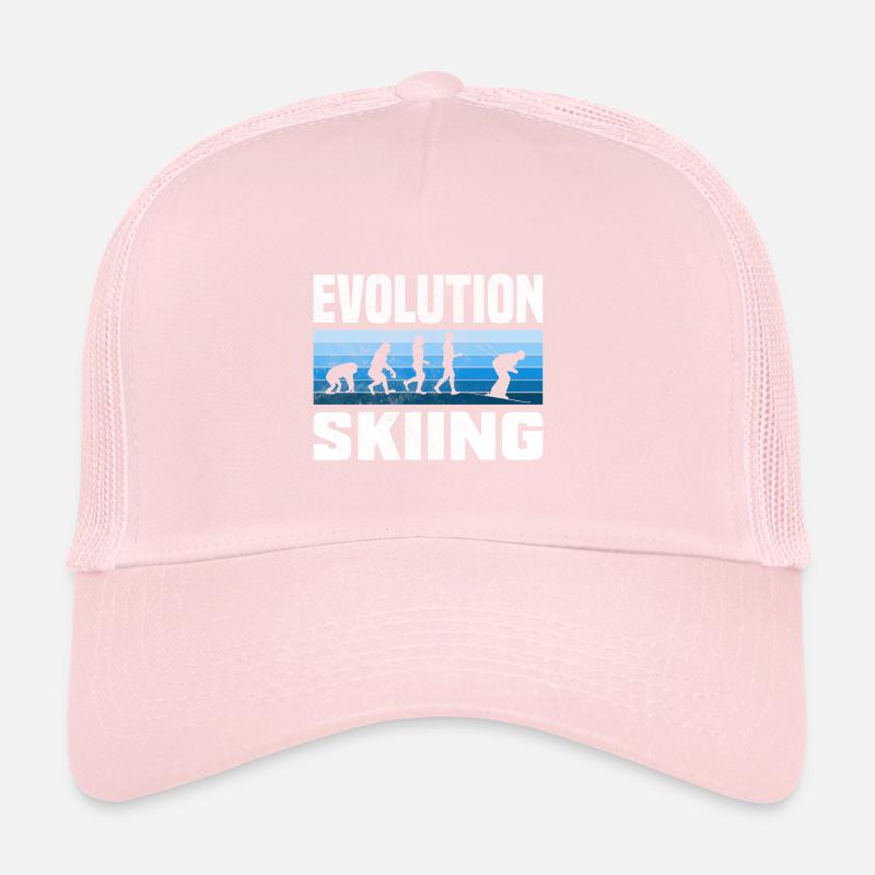 Skiing Evolution Vintag Winter Sport Ski Trucker Cap
