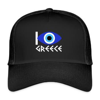 J’aime la Grèce Nazar Eye symbole pour un - Casquette trucker  - noir/noir - Devant