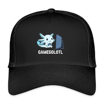 Gamesolotl Axolotl Gaming Controller - Trucker Cap - Schwarz/Schwarz - Vorne