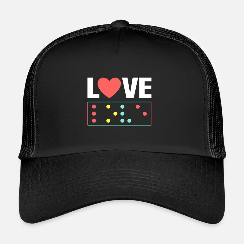 Love Blindenschrift - Trucker Cap - Schwarz/Schwarz
