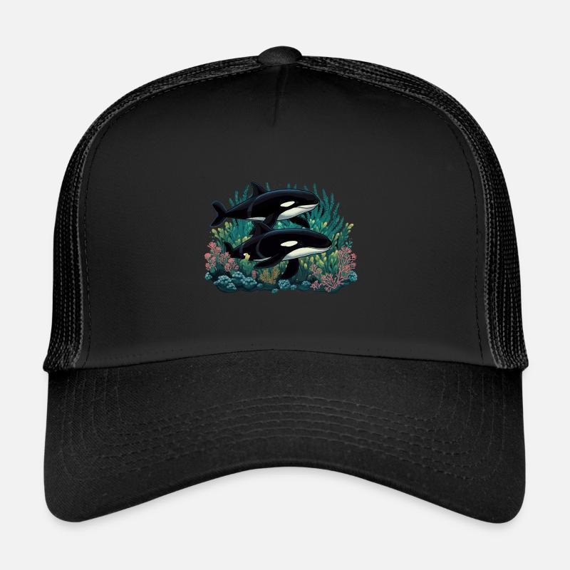 Orka Wal Killerwal Schwertwal - Trucker Cap - Schwarz/Schwarz