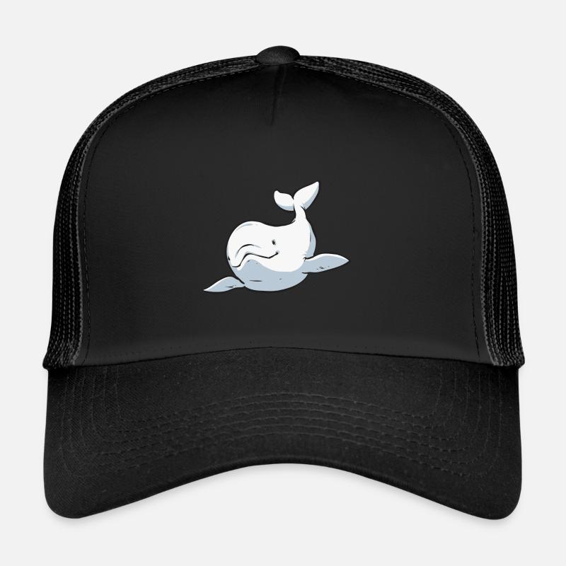 Weißwal Beluga Wal - Trucker Cap - Schwarz/Schwarz