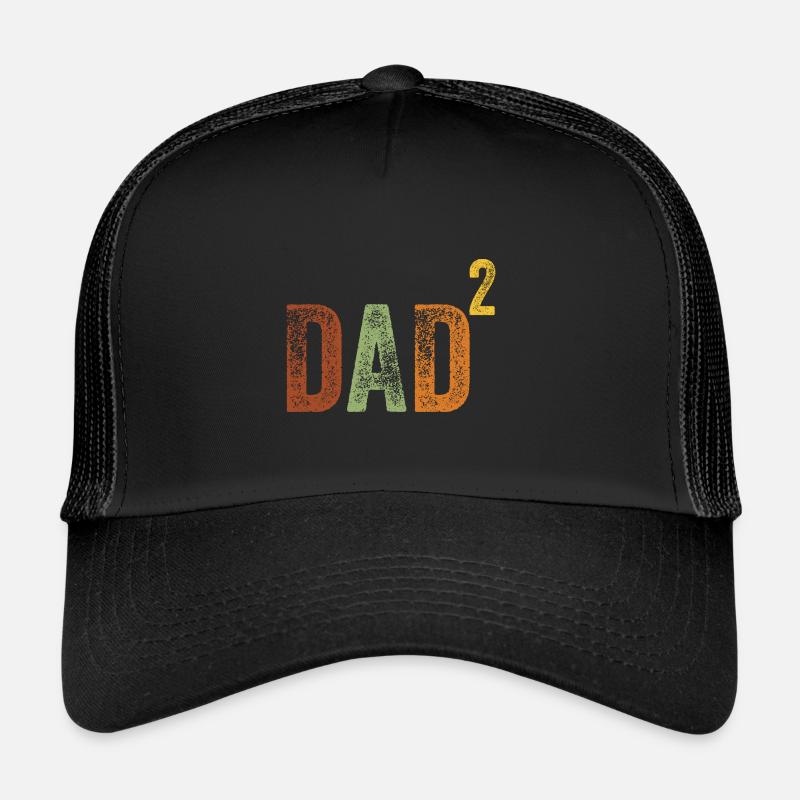 Vater Hoch Zwei - Papa Dad Vatertag Retro Väter - Trucker Cap - Schwarz/Schwarz