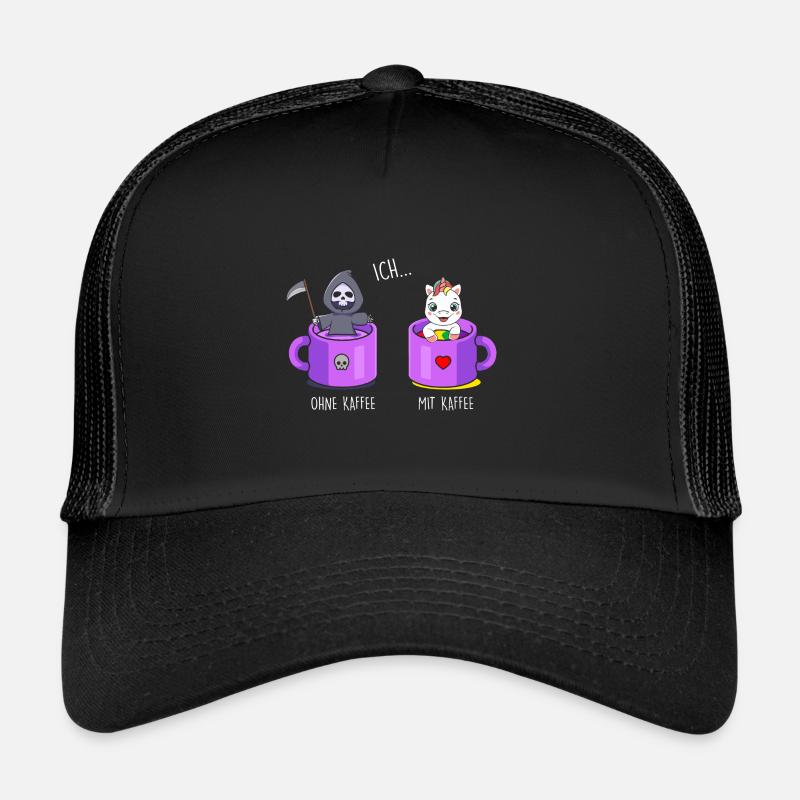 Ich ohne Kaffee Ich mit Kaffee Einhorn Kaffee Trucker Cap