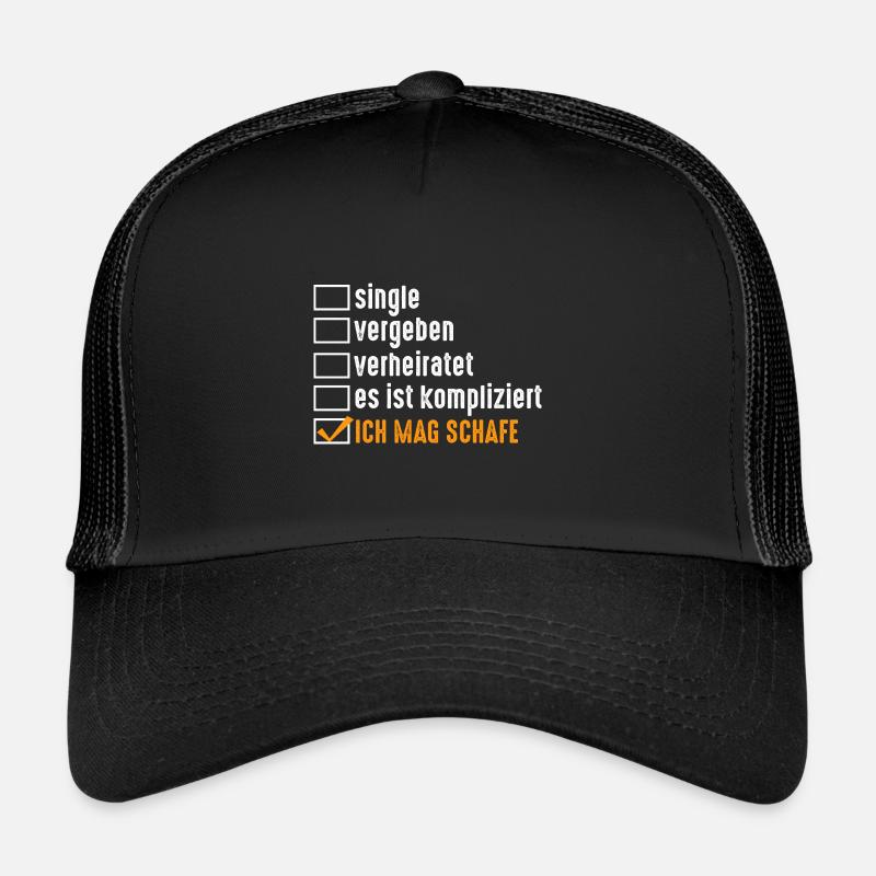 Landwirt Schäfer Bauernhof Beziehungsstatus Schafe - Trucker Cap - Schwarz/Schwarz