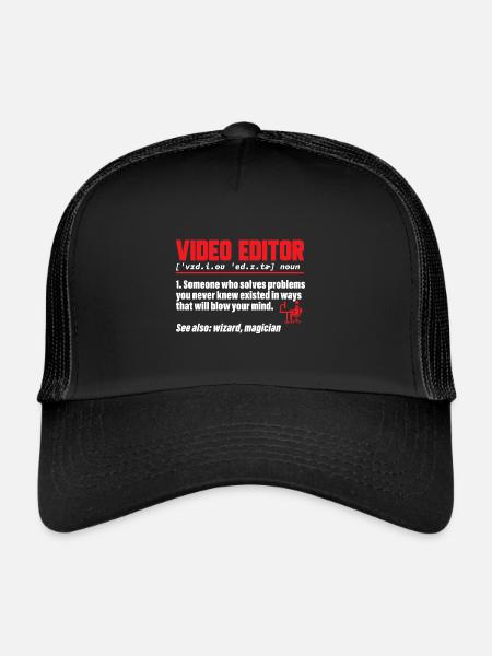 Monteur vidéo Cinéaste Vidéaste - Casquette trucker  - noir/noir - Devant