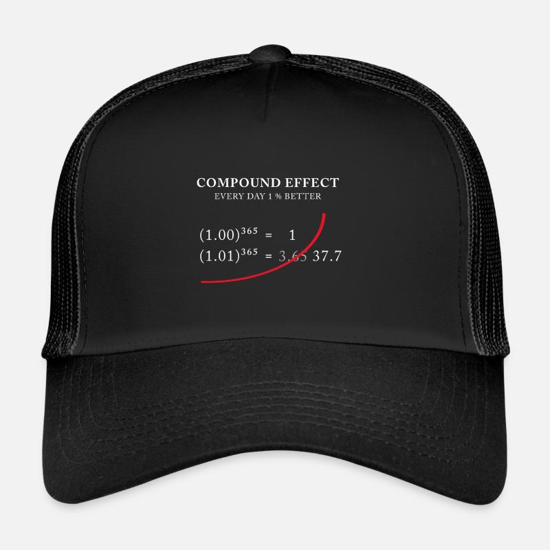 Compound Effect – Jeden Tag 1% besser - Trucker Cap - Schwarz/Schwarz