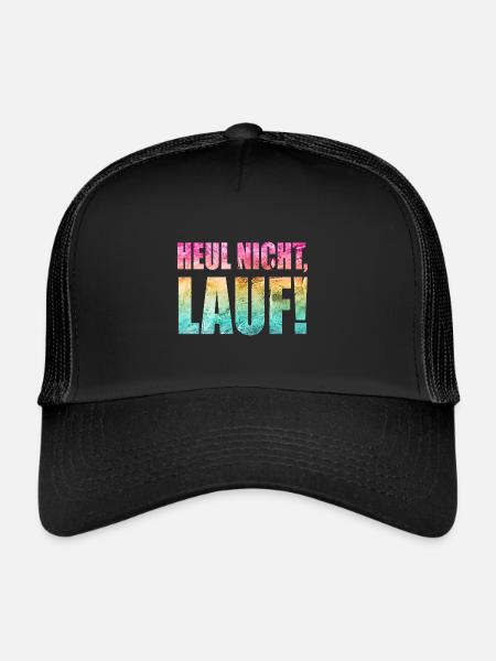 Heul nicht, Lauf! - Laufen, Joggen, Sport, Läufer - Trucker Cap - Schwarz/Schwarz