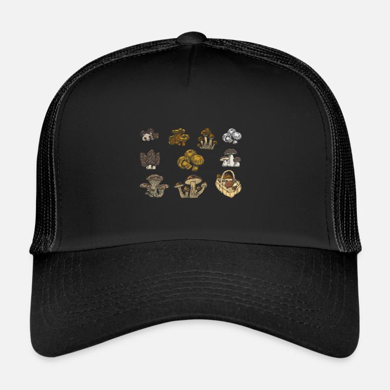 Champignon vintage champignon Cueillette Morille chasseur Casquette trucker 