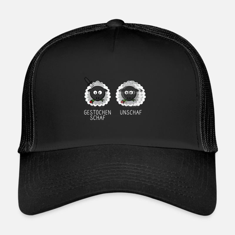 Schaf Unschaf Gestochen Schaf Schafe Brillenträger - Trucker Cap - Schwarz/Schwarz