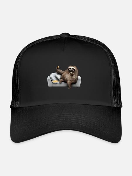 Snack time with the cozy sloth - Trucker Cap - black/black - Front