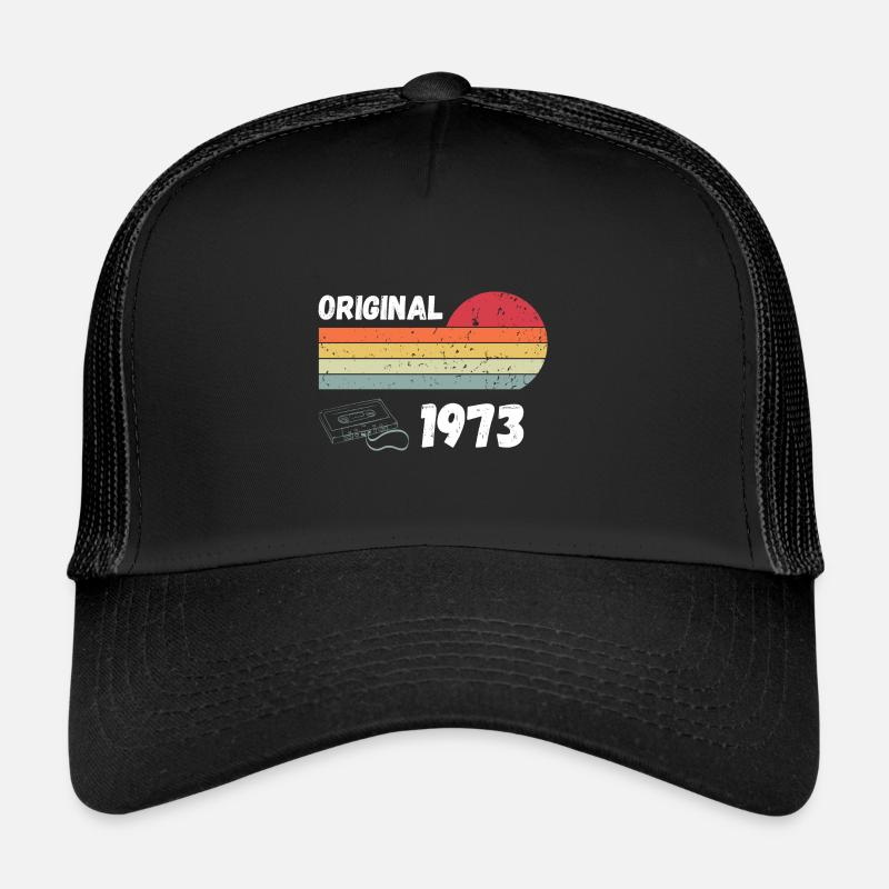 Original 1973 Retro Kassette 50. Geburtstag - Trucker Cap - Schwarz/Schwarz