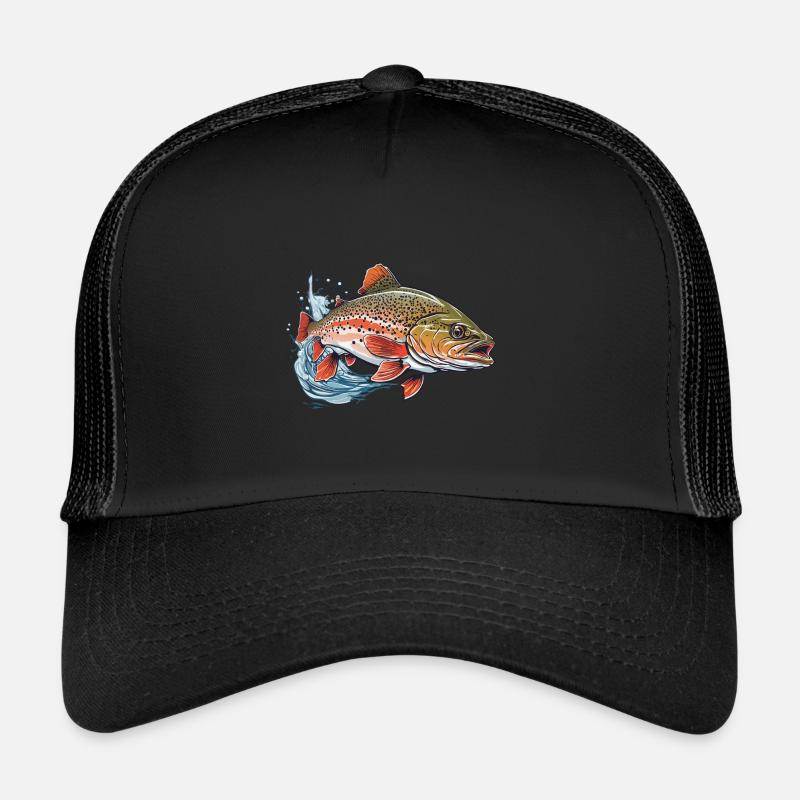 Truite dans l’eau Poissons Conception Pêche et Pêche Casquette trucker 