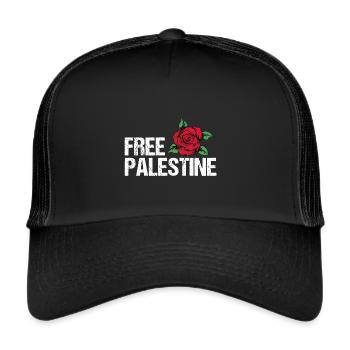 Filistin Gift Free Palestine Rose Free Gaza - Trucker Cap - black/black - Front