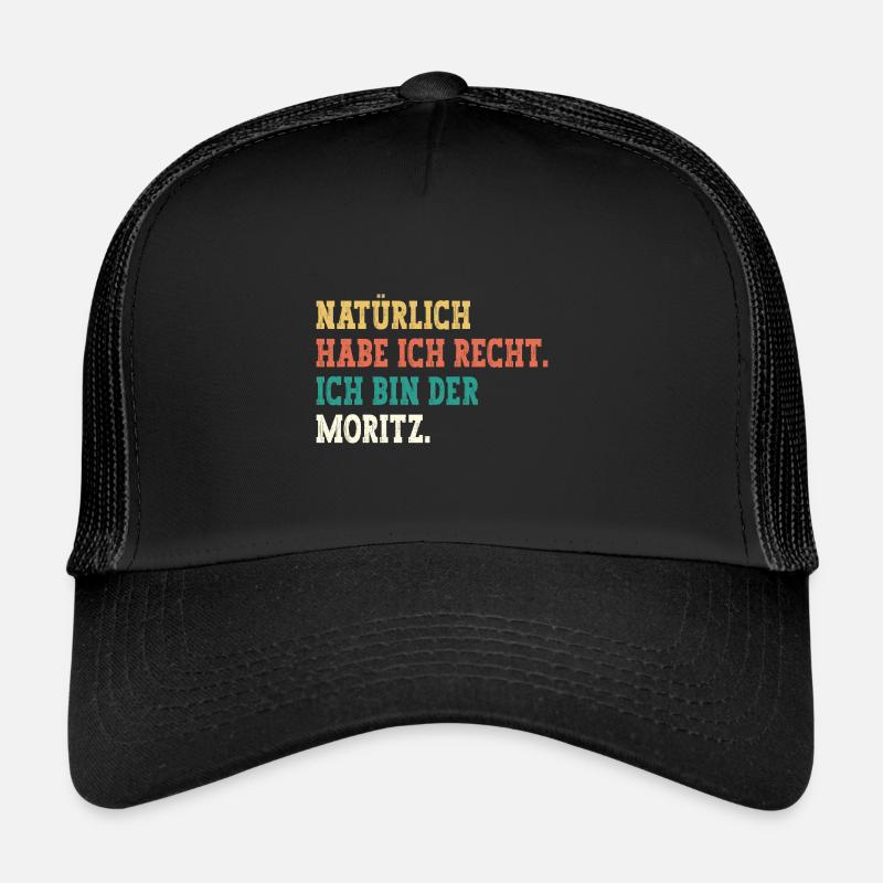 Moritz Lustiger Spruch Vorname Name Moritz - Trucker Cap - Schwarz/Schwarz