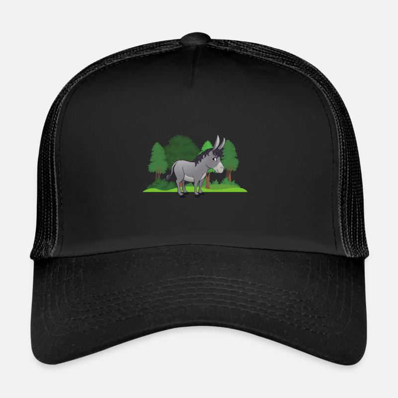Donkey Forest Horse Mule Lover Pet - Trucker Cap - black/black