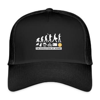 Bitcoin Crypto BTC The Evolution Of Money - Trucker Cap - Schwarz/Schwarz - Vorne