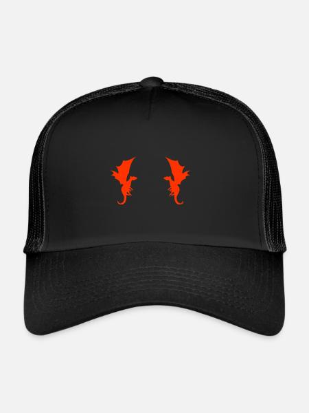 Motif Dragon Dragon - Casquette trucker  - noir/noir - Devant