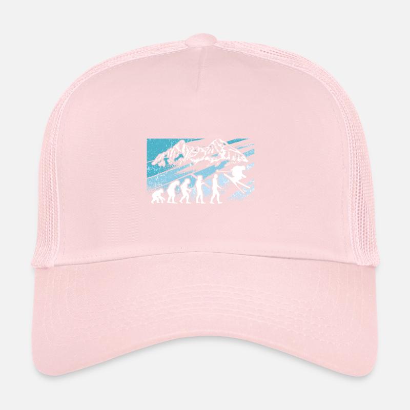 Skiing Evolution Vintag Winter Sport Ski Trucker Cap