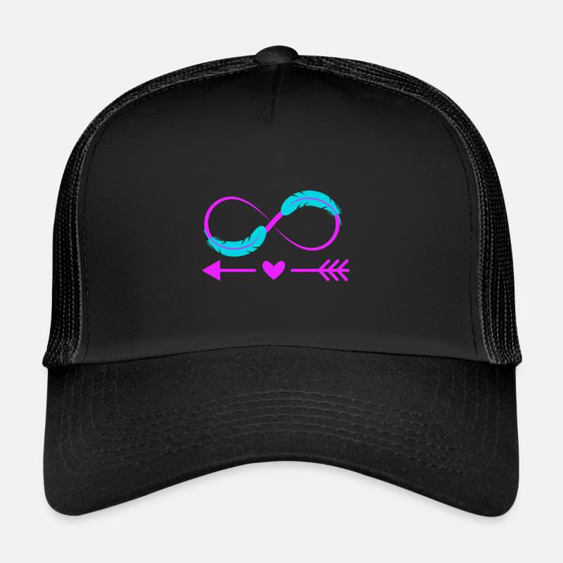 Signe de l’infini amour noeud et plume Casquette trucker 