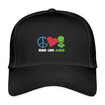 Paix Amour Drôle de vie extraterrestre pour un - Casquette trucker  - noir/noir - Devant