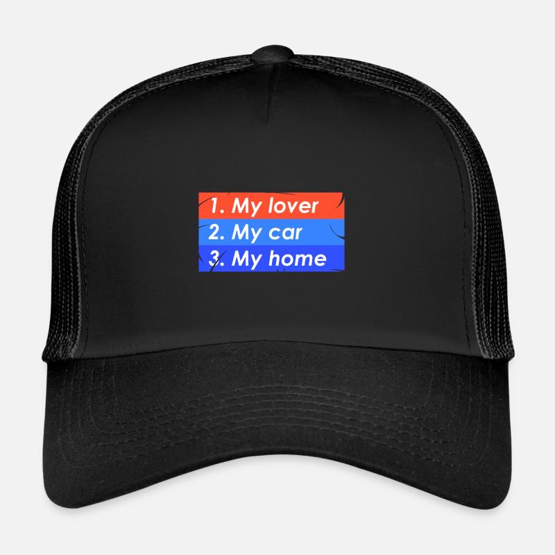 1. Mon amant 2. Voiture 3. Accueil Casquette trucker 