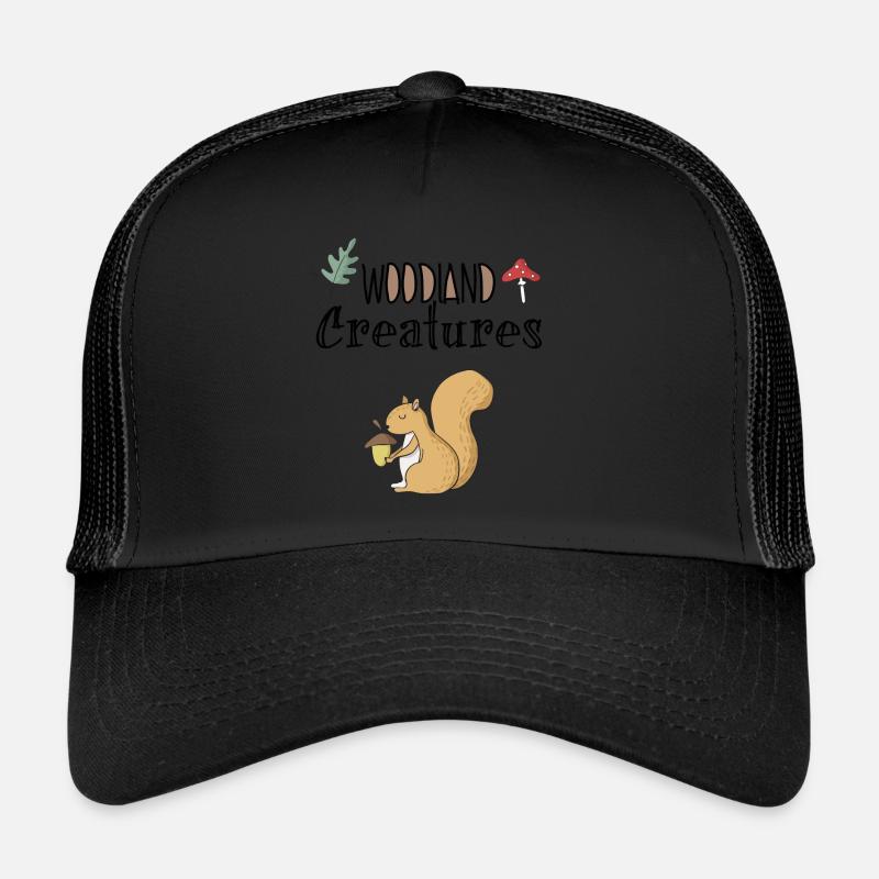 Eichhörnchen Wald Waldbewohner Baum Haselnuss - Trucker Cap - Schwarz/Schwarz