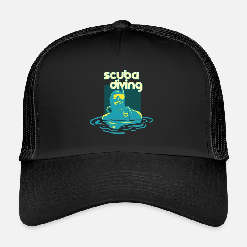 Plongée - Plongée - Plongeur - Cadeau - Casquette trucker  - noir/noir