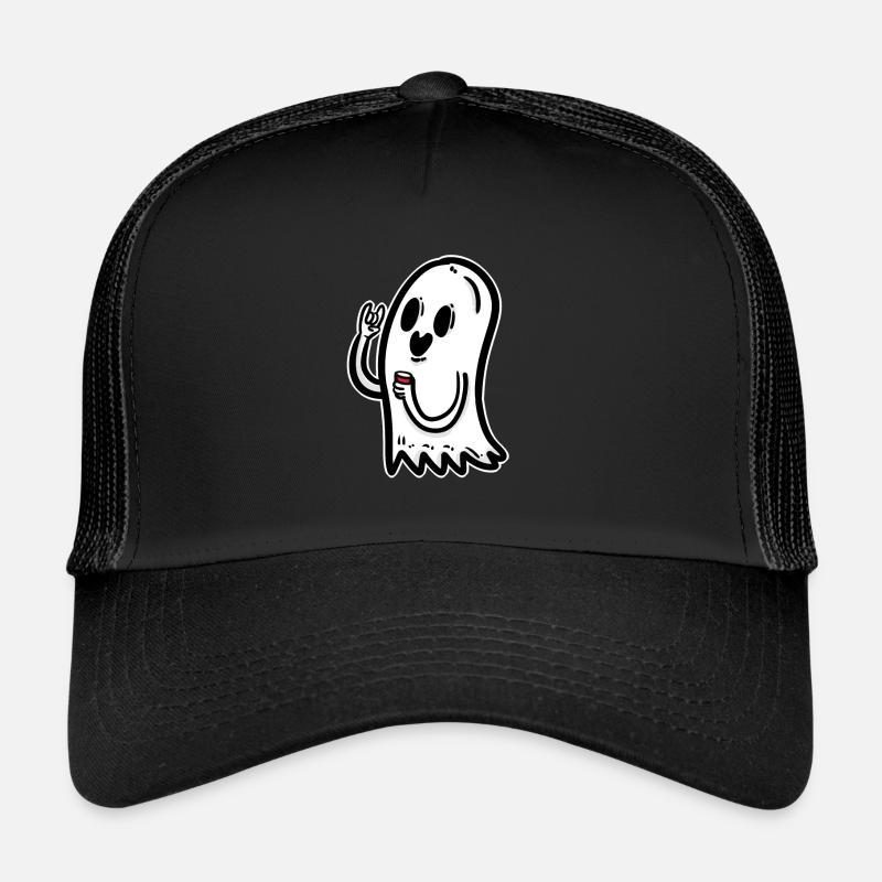 Halloween Ghost Creepy Spooky Scared Horror Party - Trucker Cap - black/black