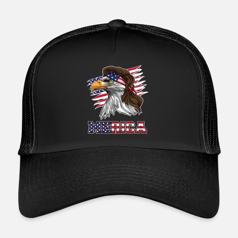 Patriotic Mullet Eagle | Independence Day July 4th - Trucker Cap - Schwarz/Schwarz