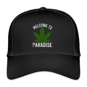Welcome to Paradise Cannabis Cannabis Marijuana Cannabis - Trucker Cap - black/black - Front