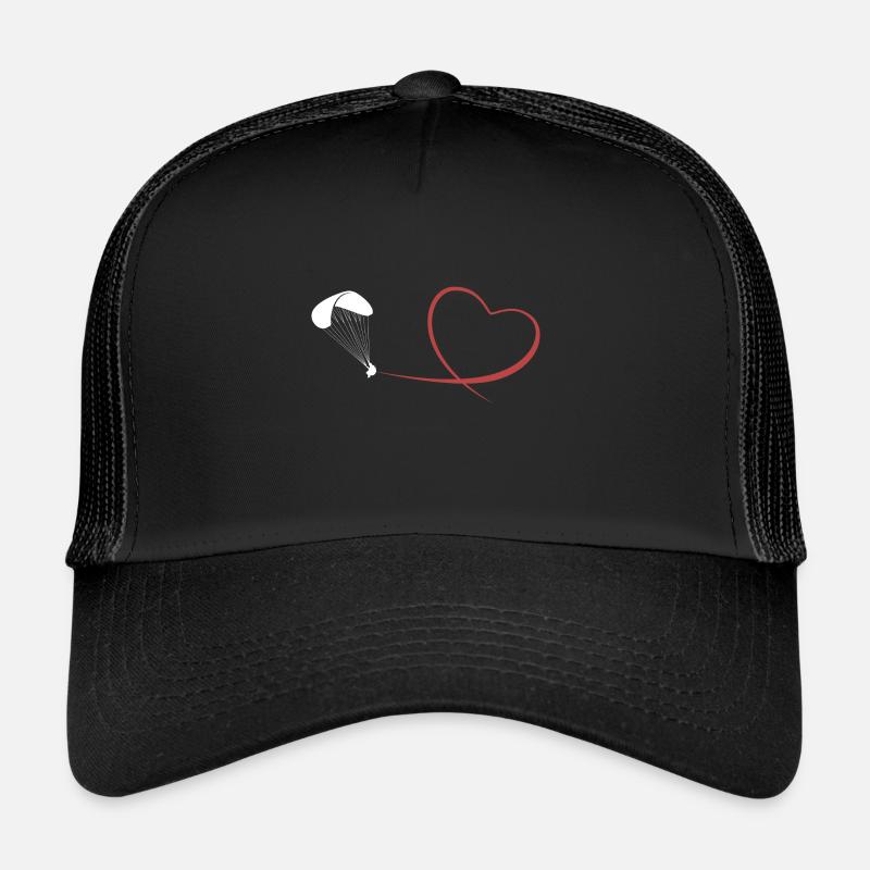 Paragliding paraglider gift heart fly flight Trucker Cap