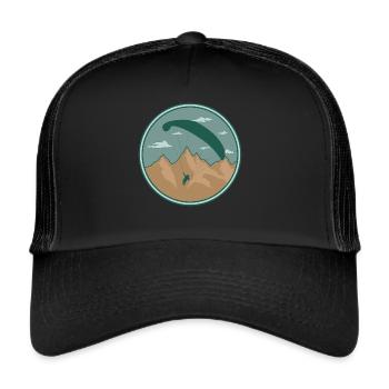 Paragliding Pilot Gleitschirm Geschenk Flieger - Trucker Cap - Schwarz/Schwarz - Vorne