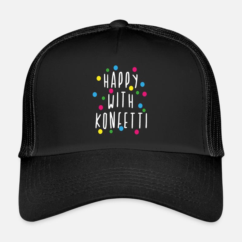 Karneval, Alaaf, Konfetti, Geburtstag, Party - Trucker Cap - Schwarz/Schwarz