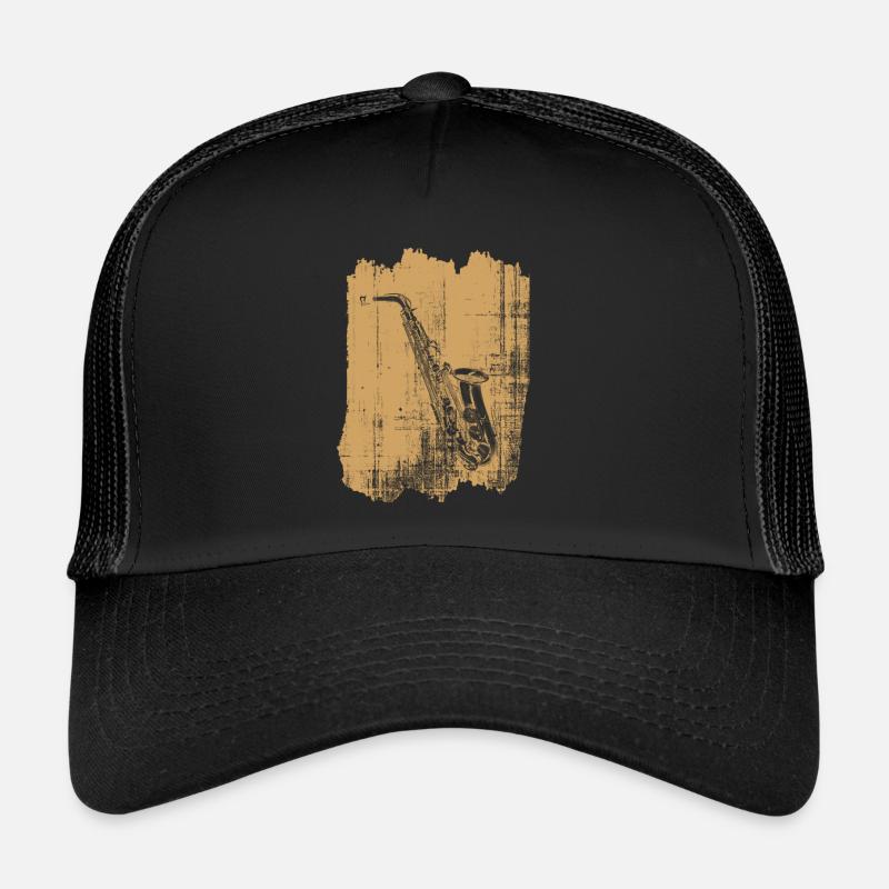 Saxophon - Trucker Cap - Schwarz/Schwarz