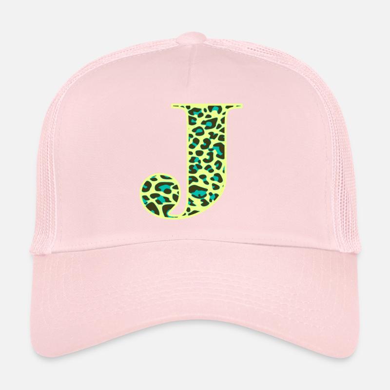 Lettre J initiale lettre initiales Léopard Léo Casquette trucker 
