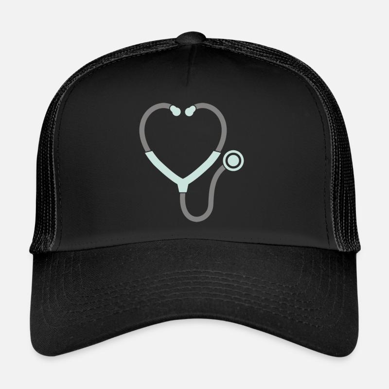 Nurse Heart Stethoscope Monogram Frame Trucker Cap