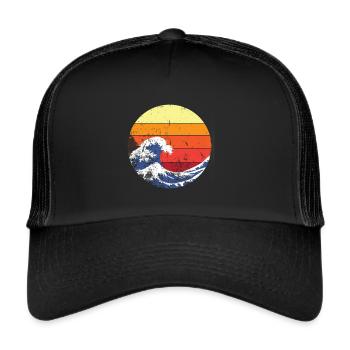 Retro Welle Japan - Trucker Cap - Schwarz/Schwarz - Vorne