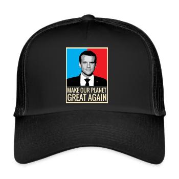Make our planet great again macron soutien rétro - Casquette trucker  - noir/noir - Devant