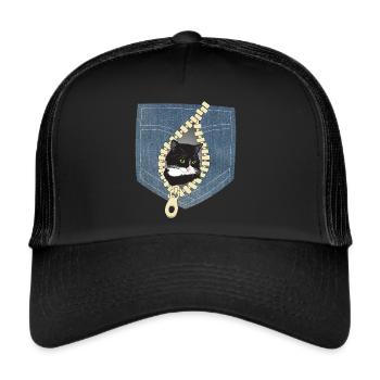 Katze Katzen - Trucker Cap - Schwarz/Schwarz - Vorne