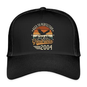 2004 Vintage Vintage Retro Birthday Gift - Trucker Cap - black/black - Front