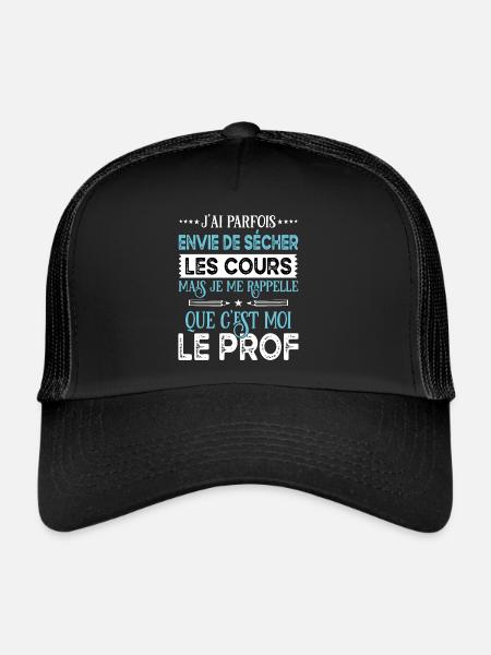 Idée cadeau enseignant, humour éducation scolaire - Casquette trucker  - noir/noir - Devant